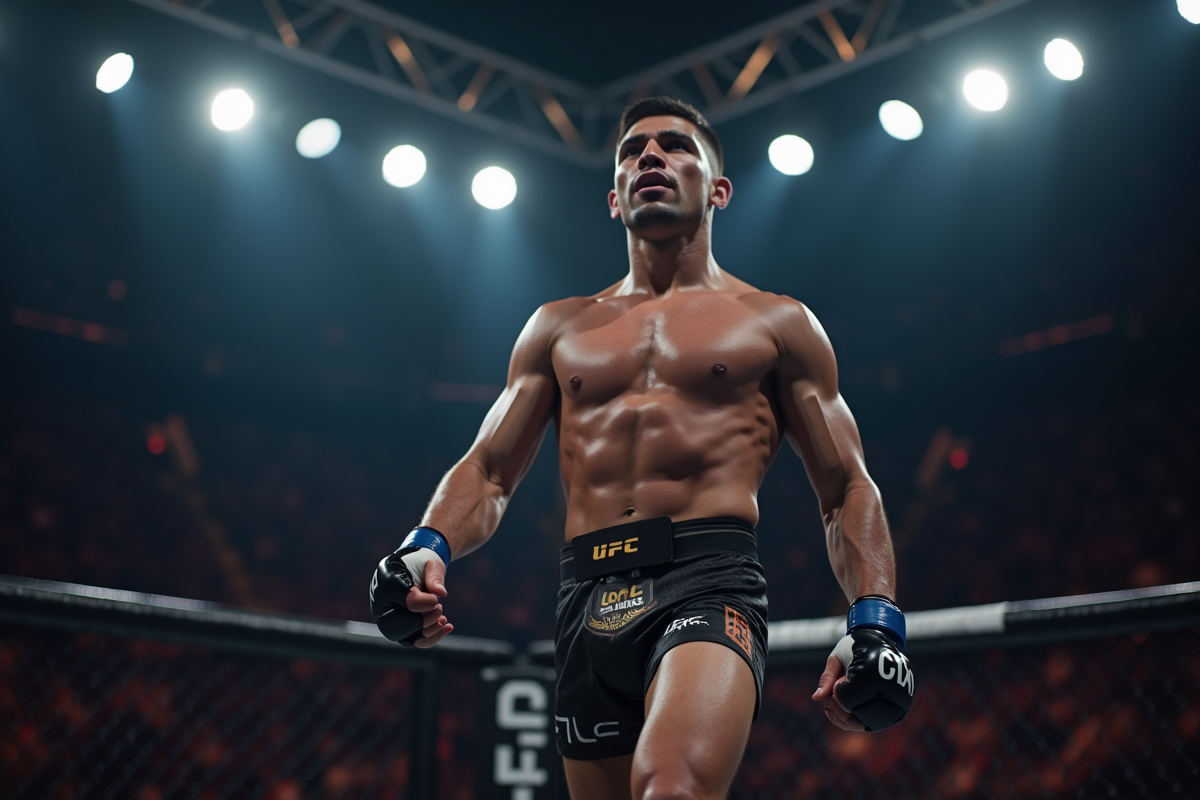Lutteur MMA sur le podium lors d'une ceremonie de classement
