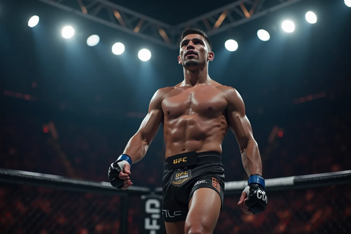 Lutteur MMA sur le podium lors d'une ceremonie de classement