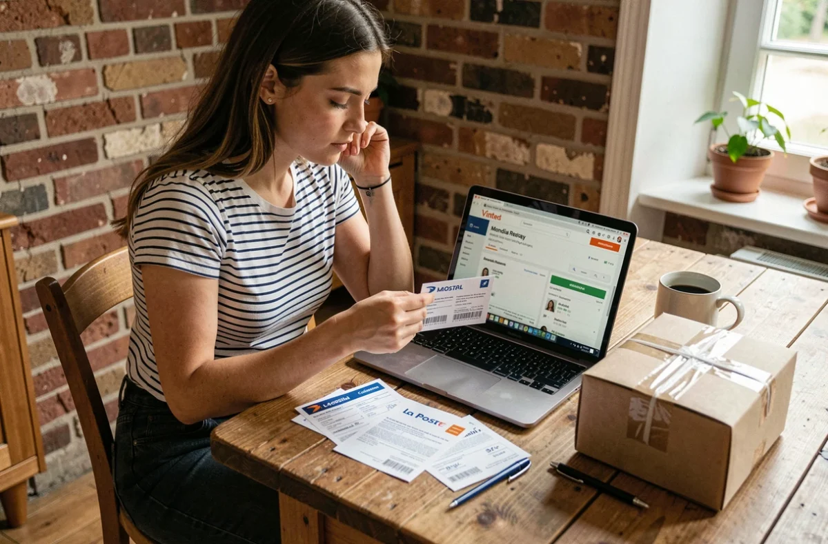 Jeune femme comparant les options de dépôt colis Vinted entre bureau de poste et point relais