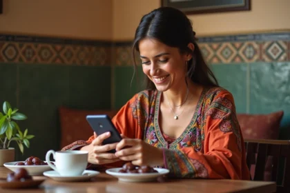 Femme marocaine souriante en caftan traditionnel