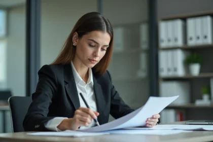 Femme d affaires concentrée dans un bureau moderne