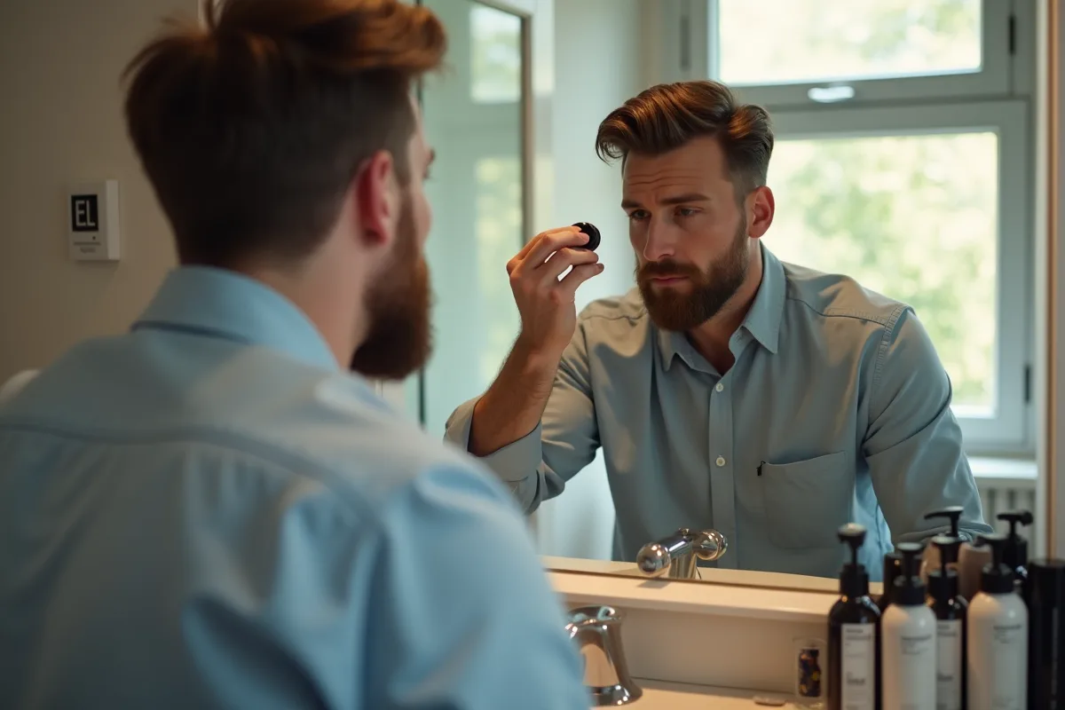 Poudre coiffante pour homme sur une coiffeuse élégante