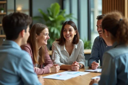 Groupe divers d'adultes en réunion de travail