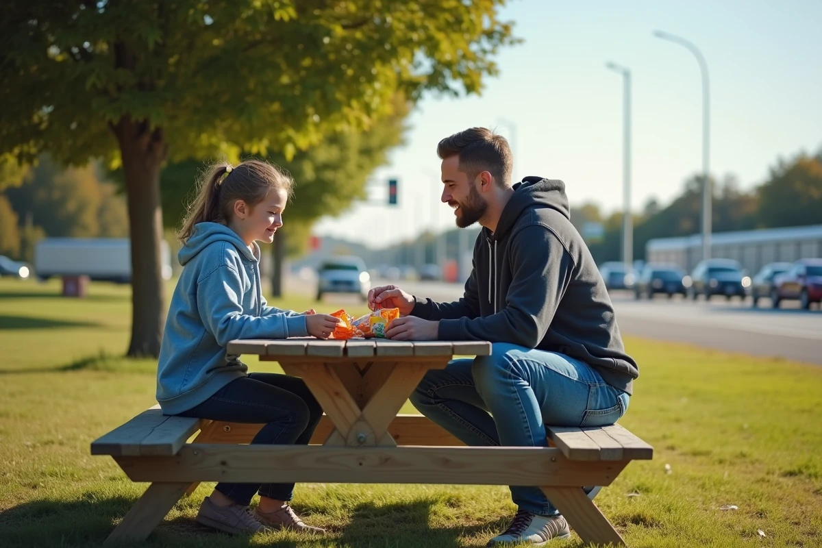 Père et fille riant lors d