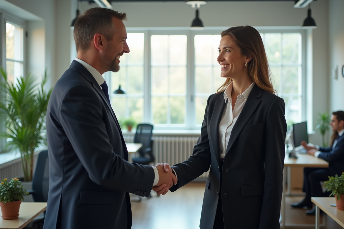 Homme conseiller en assurance serrant la main d